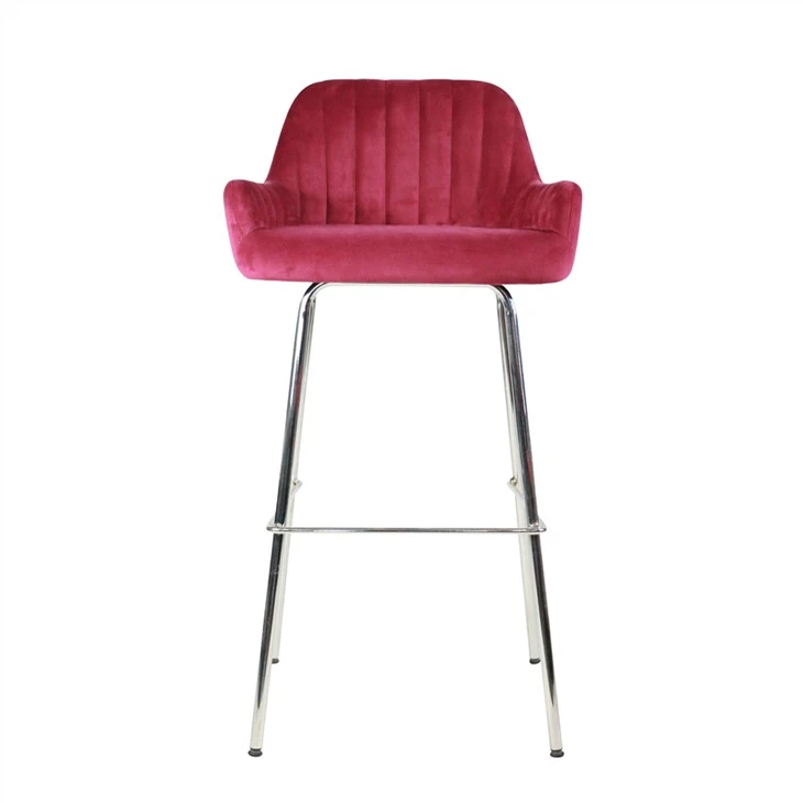 Moderní ergonomické kovové nohy s látkovým potahem barová židle na snídani